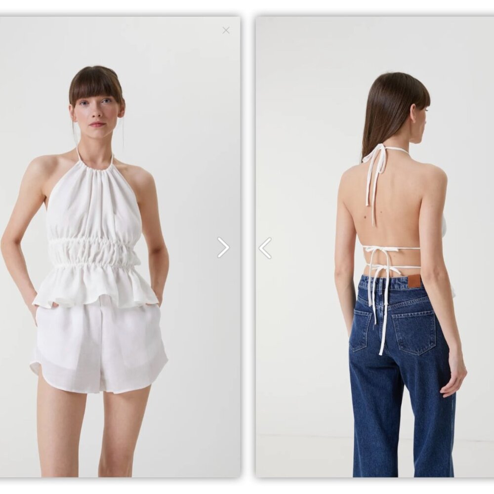 Linen Backless Tie Up Top